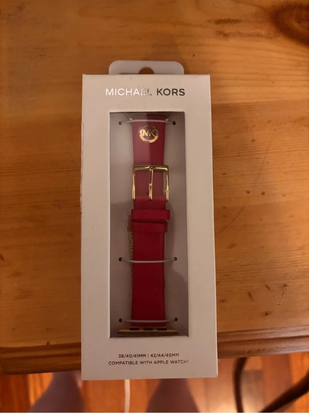 Michael Kors Red Leather Watch Band with Gold Buckle